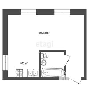 Студия квартира, вторичка, 24м2, 1/5 этаж