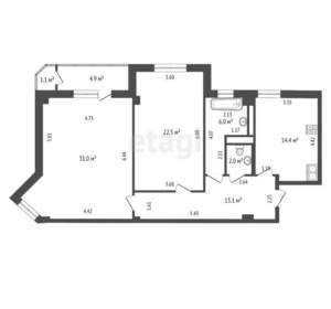2-к квартира, вторичка, 92м2, 3/19 этаж