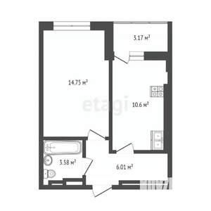 1-к квартира, вторичка, 38м2, 17/20 этаж