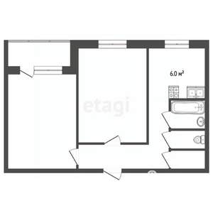 2-к квартира, вторичка, 43м2, 3/5 этаж