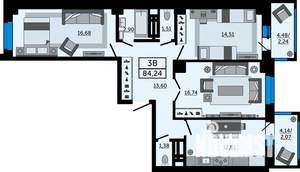 3-к квартира, вторичка, 84м2, 10/24 этаж