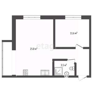 1-к квартира, вторичка, 49м2, 9/9 этаж