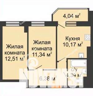 2-к квартира, вторичка, 50м2, 1/19 этаж