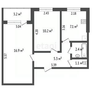 2-к квартира, вторичка, 43м2, 4/9 этаж