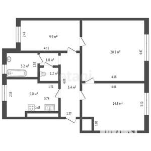 3-к квартира, вторичка, 65м2, 1/5 этаж