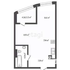 1-к квартира, вторичка, 39м2, 14/25 этаж