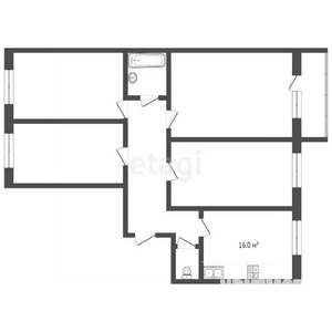 4-к квартира, вторичка, 95м2, 1/16 этаж