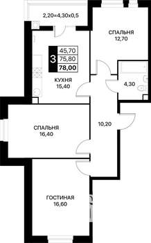 3-к квартира, вторичка, 78м2, 2/7 этаж