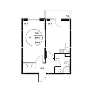 1-к квартира, вторичка, 40м2, 2/25 этаж