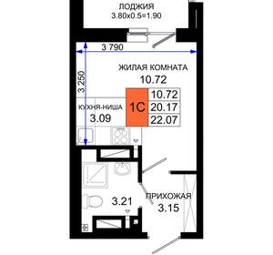 Студия квартира, вторичка, 22м2, 4/25 этаж