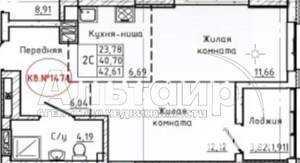 1-к квартира, вторичка, 40м2, 16/23 этаж