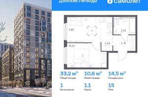 1-к квартира, вторичка, 33м2, 15/17 этаж