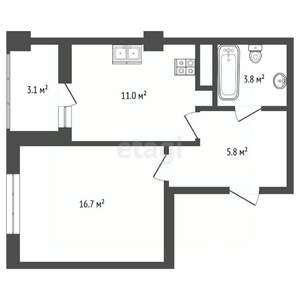 1-к квартира, вторичка, 40м2, 16/19 этаж