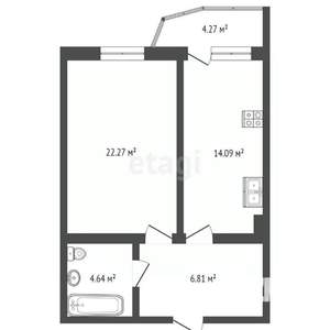 1-к квартира, вторичка, 49м2, 10/15 этаж