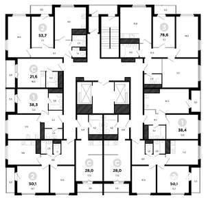 2-к квартира, вторичка, 54м2, 21/25 этаж