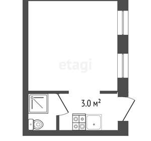 Студия квартира, вторичка, 16м2, 1/1 этаж