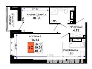 1-к квартира, вторичка, 41м2, 22/25 этаж