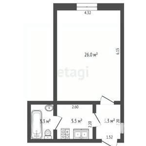 1-к квартира, вторичка, 38м2, 2/3 этаж
