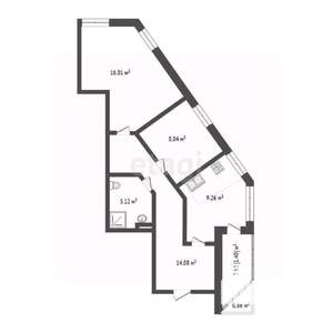 2-к квартира, вторичка, 54м2, 14/24 этаж