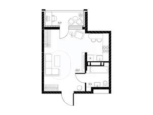 Студия квартира, вторичка, 28м2, 25/25 этаж