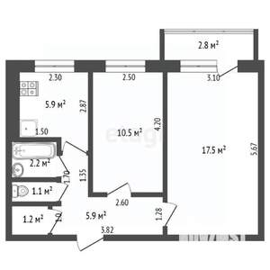 2-к квартира, вторичка, 45м2, 5/5 этаж