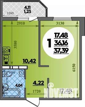 1-к квартира, вторичка, 37м2, 12/17 этаж