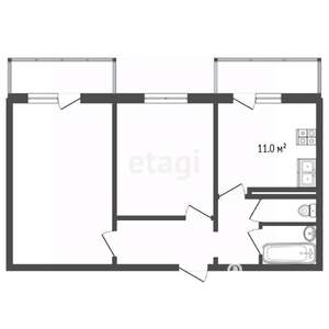 2-к квартира, вторичка, 52м2, 7/17 этаж