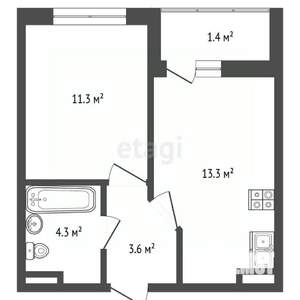 1-к квартира, вторичка, 34м2, 5/13 этаж