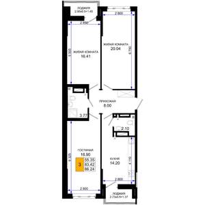 3-к квартира, вторичка, 86м2, 15/25 этаж