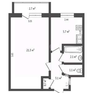 1-к квартира, вторичка, 31м2, 5/5 этаж