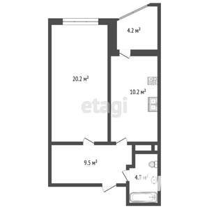 1-к квартира, вторичка, 46м2, 9/20 этаж