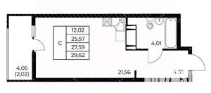 Студия квартира, вторичка, 30м2, 16/25 этаж