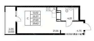Студия квартира, вторичка, 30м2, 5/25 этаж