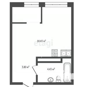 Студия квартира, вторичка, 35м2, 16/24 этаж