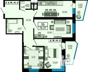 3-к квартира, вторичка, 76м2, 2/31 этаж