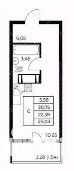 Студия квартира, вторичка, 24м2, 13/25 этаж