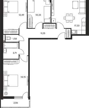 3-к квартира, вторичка, 72м2, 20/25 этаж