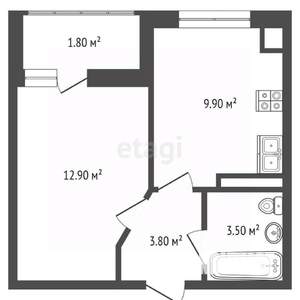 1-к квартира, вторичка, 33м2, 9/9 этаж