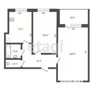 2-к квартира, вторичка, 45м2, 4/9 этаж