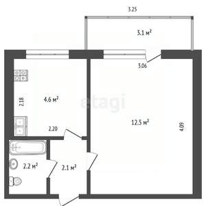 1-к квартира, вторичка, 21м2, 5/9 этаж