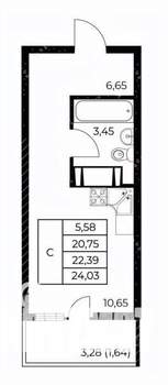 Студия квартира, вторичка, 24м2, 21/25 этаж