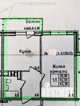 1-к квартира, вторичка, 45м2, 11/25 этаж