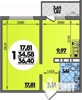 1-к квартира, вторичка, 36м2, 2/17 этаж
