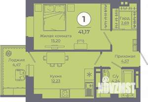 1-к квартира, вторичка, 41м2, 13/24 этаж