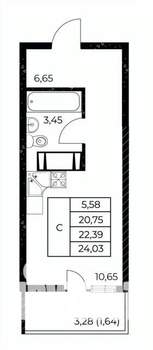 Студия квартира, вторичка, 24м2, 5/25 этаж