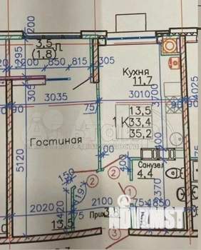 1-к квартира, вторичка, 35м2, 17/24 этаж