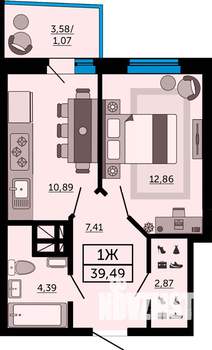 1-к квартира, вторичка, 39м2, 19/31 этаж