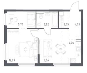 1-к квартира, вторичка, 45м2, 2/17 этаж