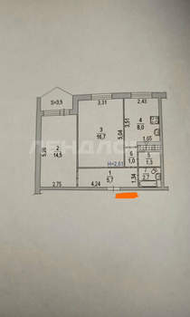 2-к квартира, вторичка, 50м2, 9/9 этаж