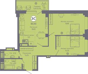 3-к квартира, вторичка, 84м2, 5/24 этаж